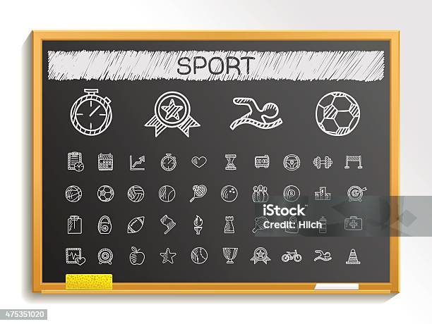 Sport Hand Drawing Sketch Icons Set Vector Doodle Blackboard Illustration Stock Illustration - Download Image Now