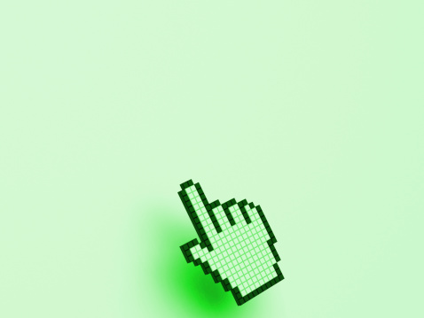 Cursor Hand On Green Background Showing Blank Copyspace Website