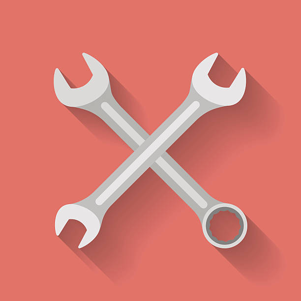 ilustrações, clipart, desenhos animados e ícones de ícone de wrench.   estilo plana - adjustable wrench wrench isolated spanner