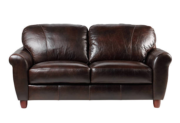 istock Luxury brown leather sofa isolated on white 475352056