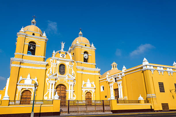 Yellow Cathedral in Trujillo, Peru stock photo