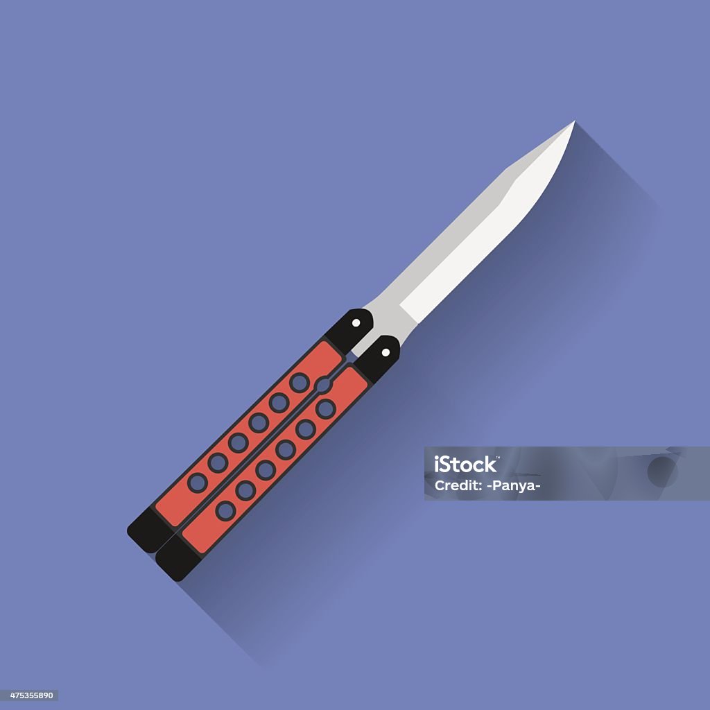 Icon Of Butterfly Knife Or Balisong Flat Style Stock Illustration -  Download Image Now - Butterfly - Insect, Knife - Weapon, Penknife - iStock
