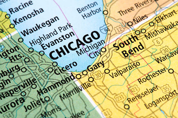 istock Map of Chicago, Illinois State in USA 475357844