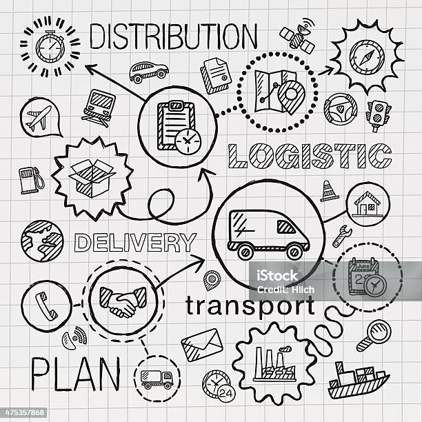 Logistic Hand Draw Integrated Icons Set Vector Sketch Infographic Illustration Stock Illustration - Download Image Now