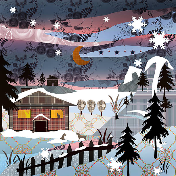 дизайн в стиле ретро-рождественский фон природа зимние фото иллюстрации - christmas quilt craft patchwork stock illustrations