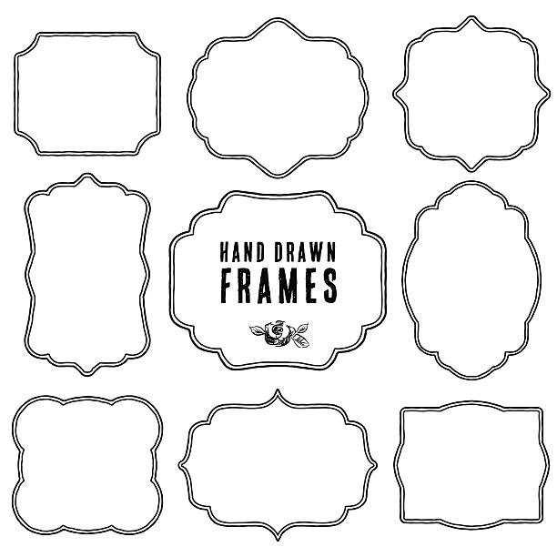 satz von vintage contour blank frames und etiketten. - frame retro revival label invitation stock-grafiken, -clipart, -cartoons und -symbole