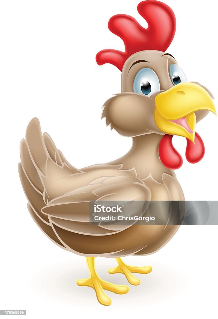 Cartoon Brown Chicken A cartoon happy brown chicken mascot character Chicken - Bird stock vector