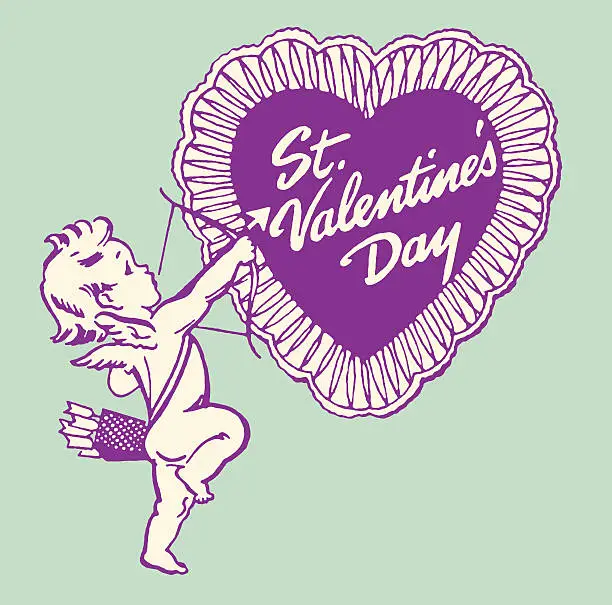 Vector illustration of St. Valentine's Day Heart and Cupid