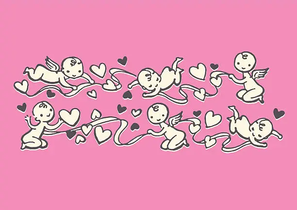 Vector illustration of Cupids With Hearts