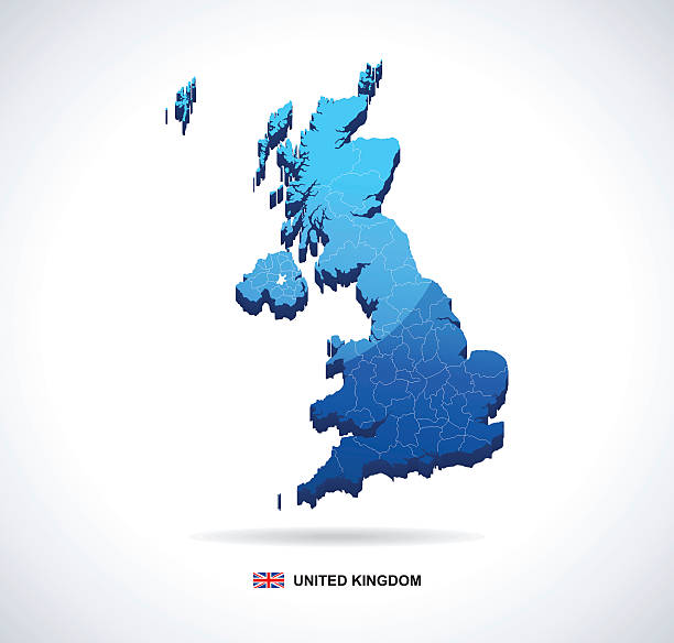 United Kingdom map - three-dimensional vector illustration  3d uk map stock illustrations