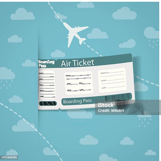 Bilet Na Niebo W Tle - Stockowe grafiki wektorowe i więcej obrazów Bilet lotniczy - Bilet lotniczy, Badanie, Biały