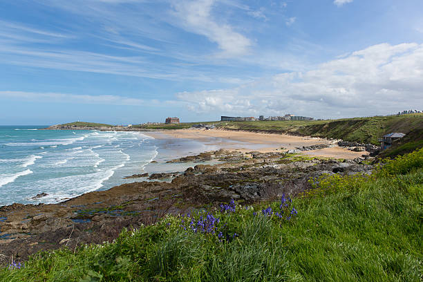 istock Fistral beach Newquay North Cornwall UK blue bells in spring 475368548