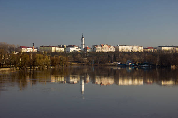 istock Mogilev city historical centre reflected in the river Dnieper. 475370447