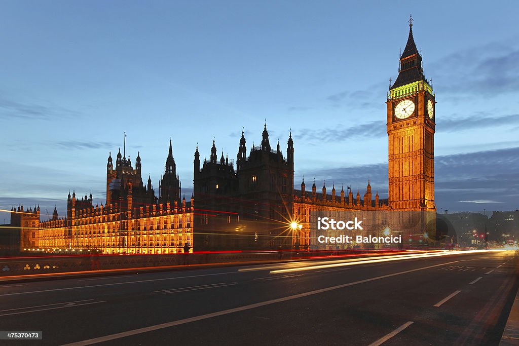 Houses of Parliament London landmark Big Ben clock and Houses of Parliament during night Architecture Stock Photo