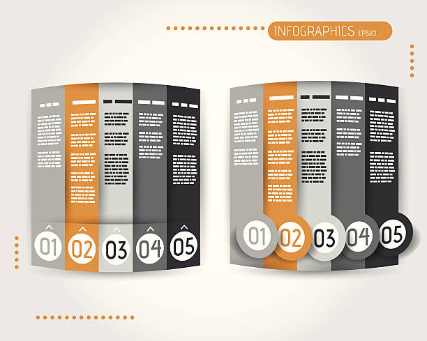 orange columned infographic set orange columned infographic set. infographic concept. five columns stock illustrations