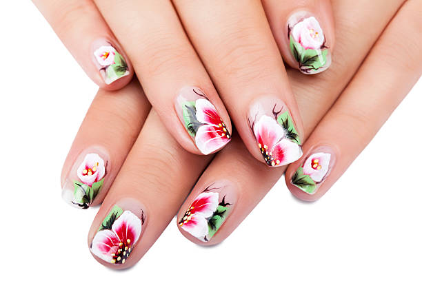 ногтей искусство цветочный - nail salon fingernail manicure design стоковые фото и изображения