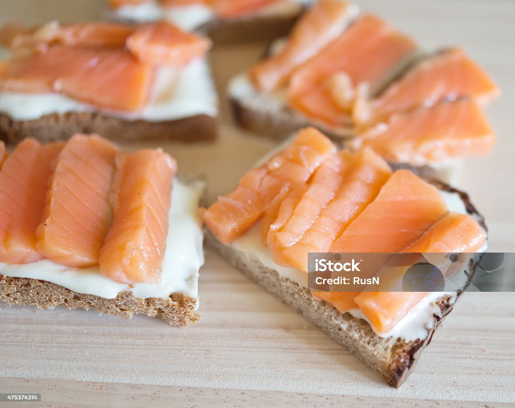 sandwiches sandwiches from rye bread with red fish and soft cheese 2015 Stock Photo