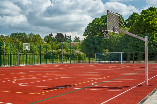Outdoor soccer field and basketball court 