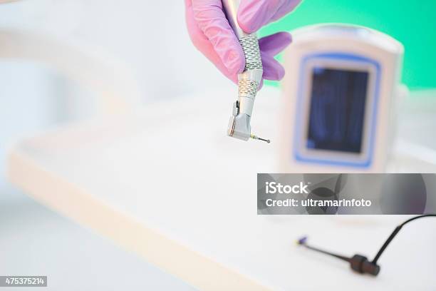 Dentistry Dentist Working Dentist Office Modern Dental Drill Close Up Stock Photo - Download Image Now