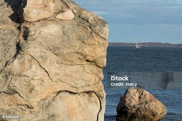 Giant Rock On The Beach At Long Island Sound Connecticut Stock Photo - Download Image Now