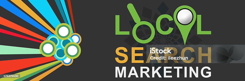 Local Search Marketing Colorful Dark Local Marketing Search text with related elements and business background. Homegrown Produce Stock Photo