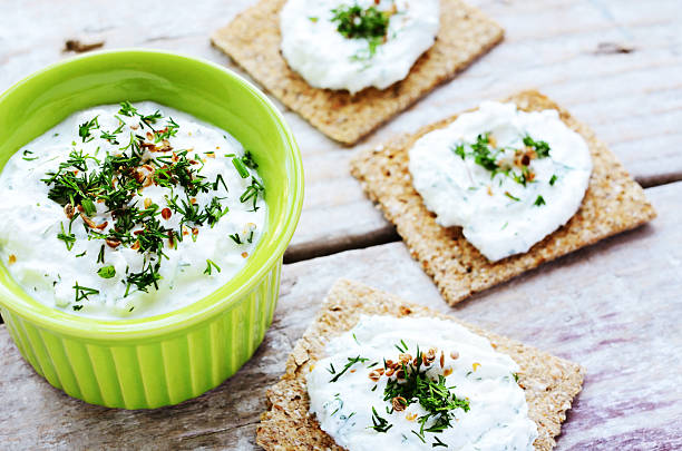 istock Homemade cottage cheese spread with dill and rye loaves 475377764