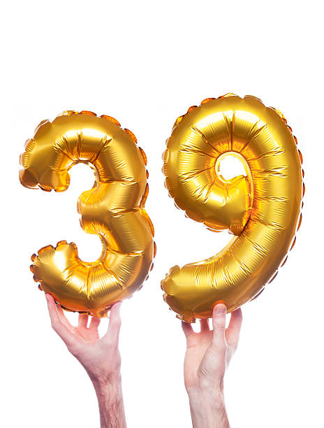 istock Gold number 39 balloons 475383012