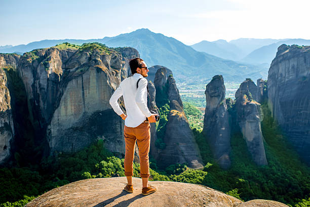 istock Professional photographer on the mountains 475383090