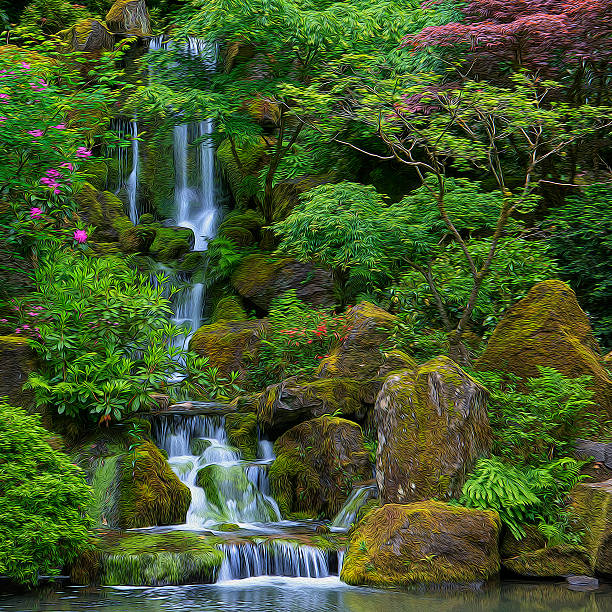 istock Japenese Garden Water Falls 475386626