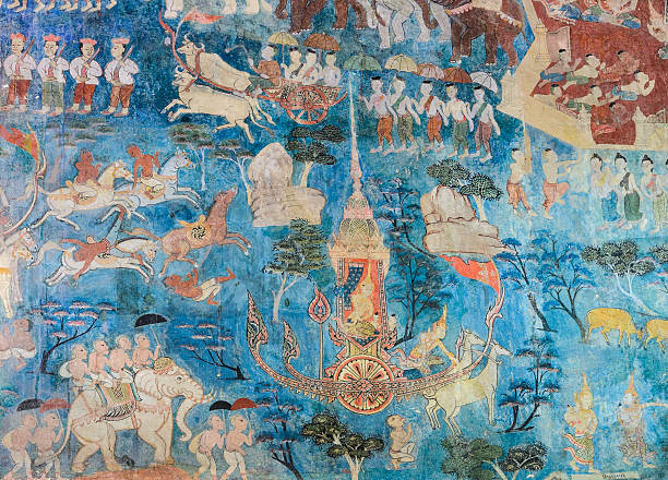 istock Ancient Thai mural painting 475386803
