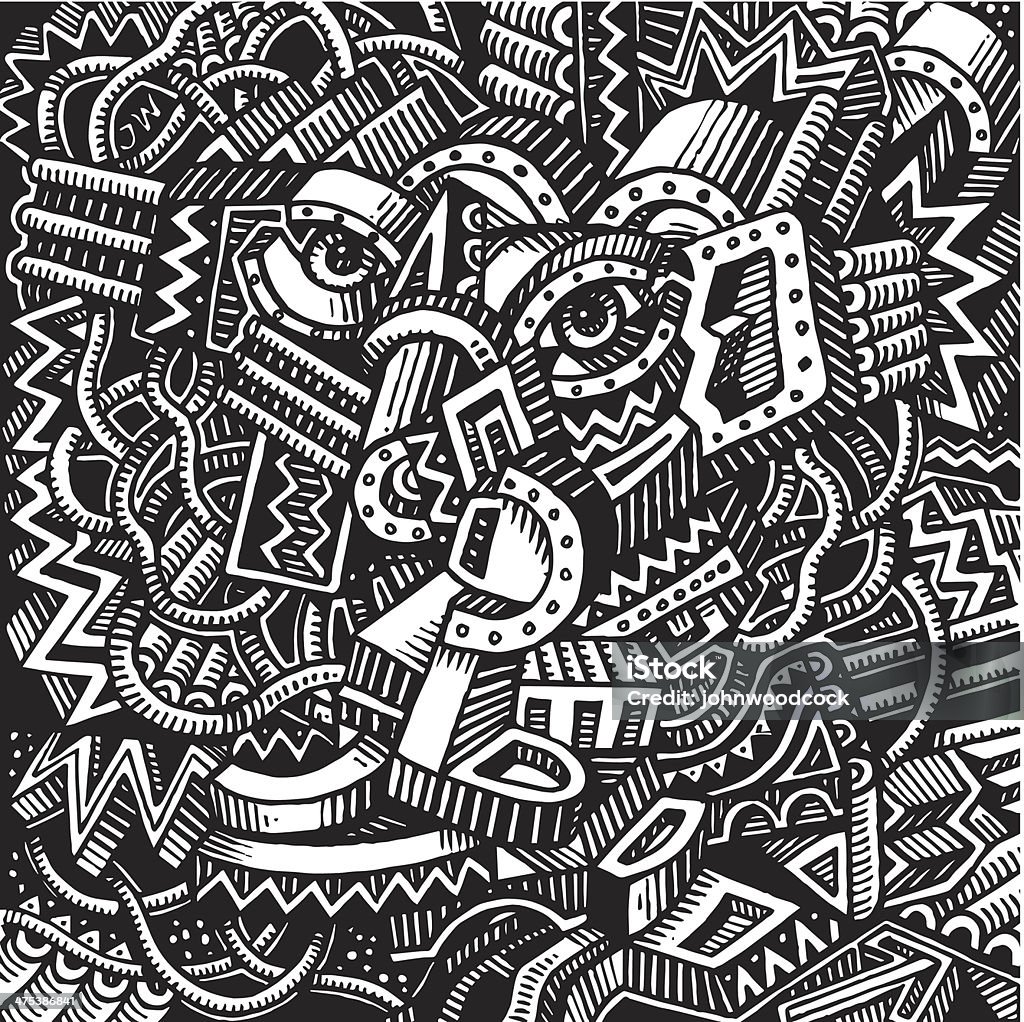 Mono doodle A big doodle, hand drawn style. Black with a white fill. Abstract stock vector