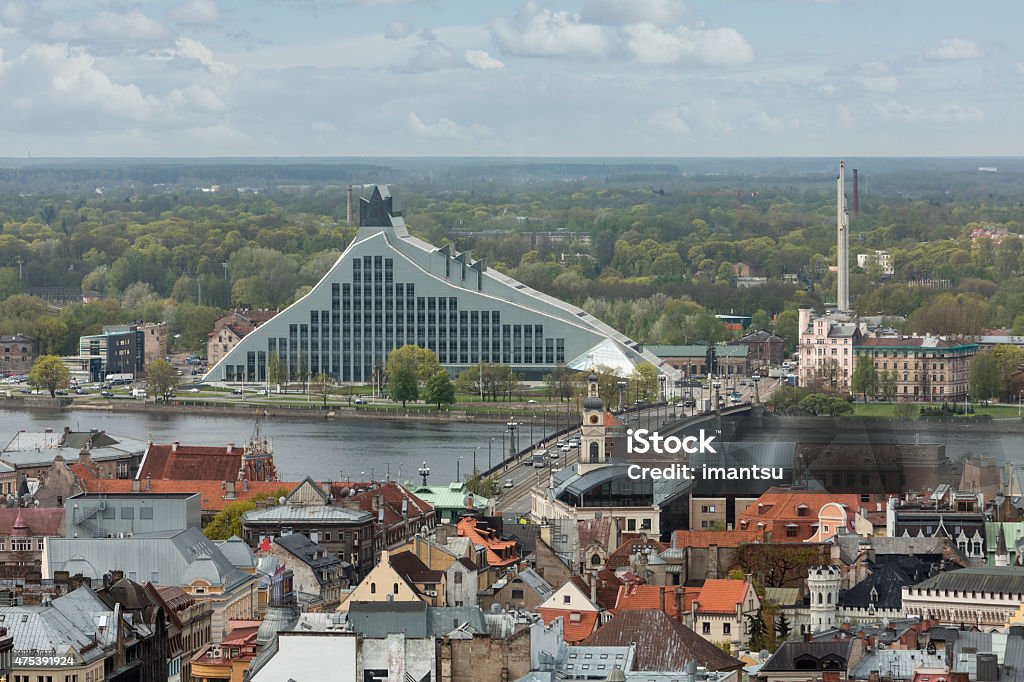 Riga, Latvia Bird's-eye view on the National Library 2015 Stock Photo