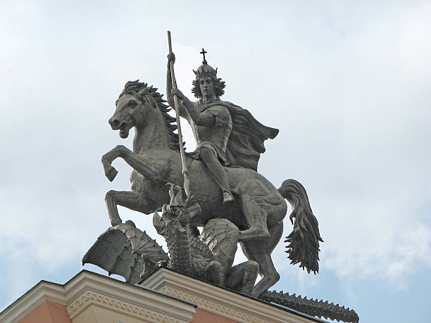 St. George and the Dragon Acoterion stock photo