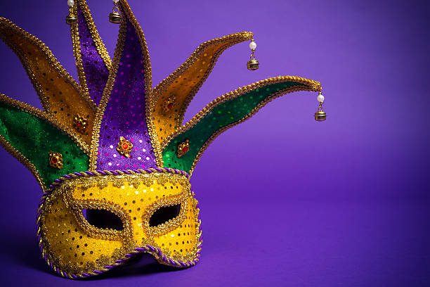 istock Assorted Mardi Gras or Carnivale mask on a purple background 475396061