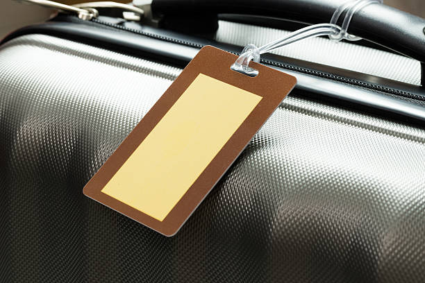 étiquette de bagage - suitcase travel luggage label photos et images de collection