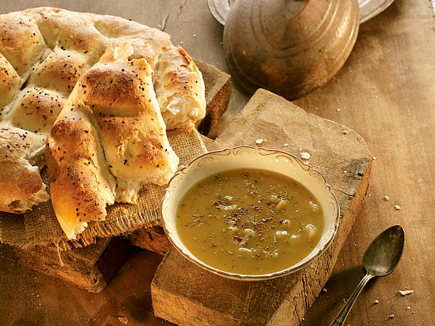 istock Ramadan meal with pita and soup 475399152