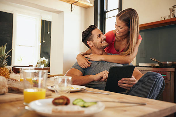 istock Loving young couple in morning 475403426
