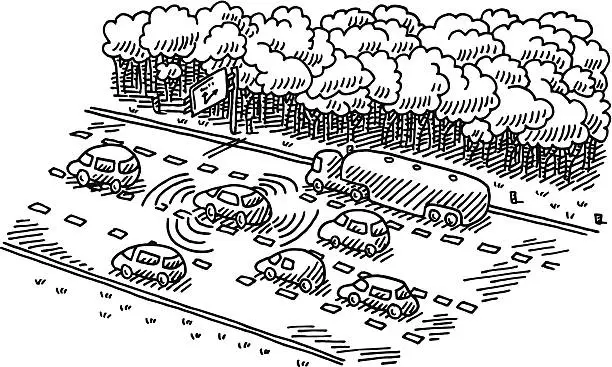 Vector illustration of Intelligent Traffic Control System Drawing