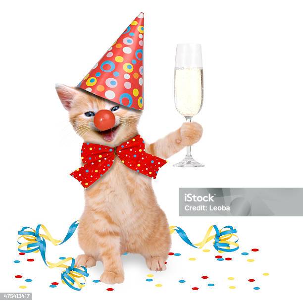 Cat Carnival Party Stock Photo - Download Image Now - Domestic Cat, Party - Social Event, Champagne
