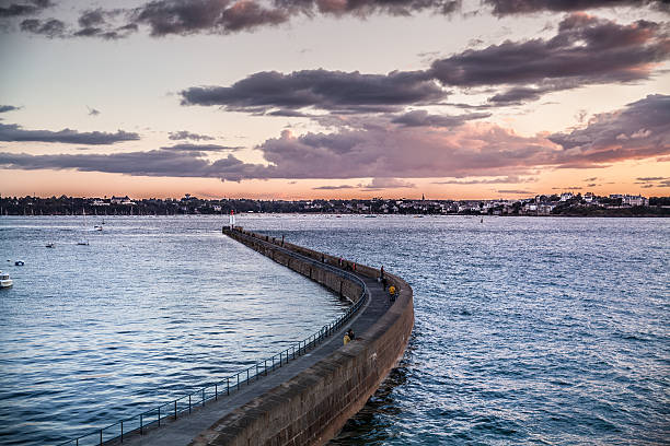 Sea Wall at St Malo at sunset
