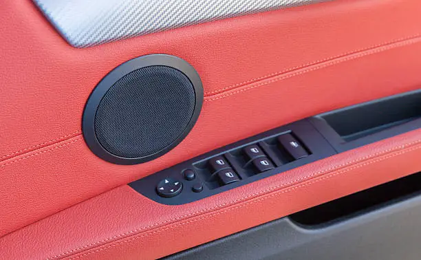 Red leather in a Car Interior