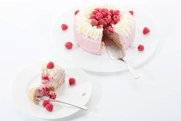 istock Raspberry-cream cake, piece of cake on plate 475426524
