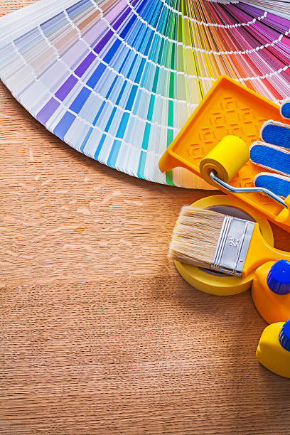 istock Set of paint tools and pantone color palette guide on 475428680