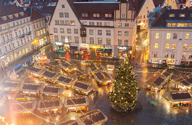Christmas market in Tallinn, Estonia stock photo