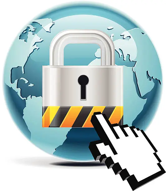 Vector illustration of secure internet or global communication