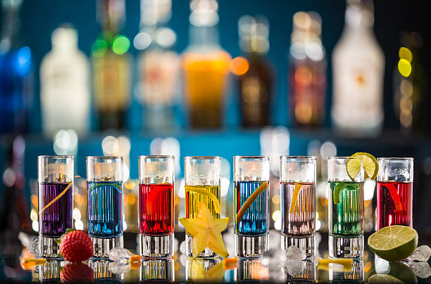 istock Variation of hard alcoholic shots on bar counter 475432802