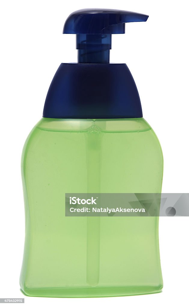 Kunststoff-Flasche mit Seifenspender auf weißem Hintergrund. shampoo - Lizenzfrei Aromatherapie Stock-Foto