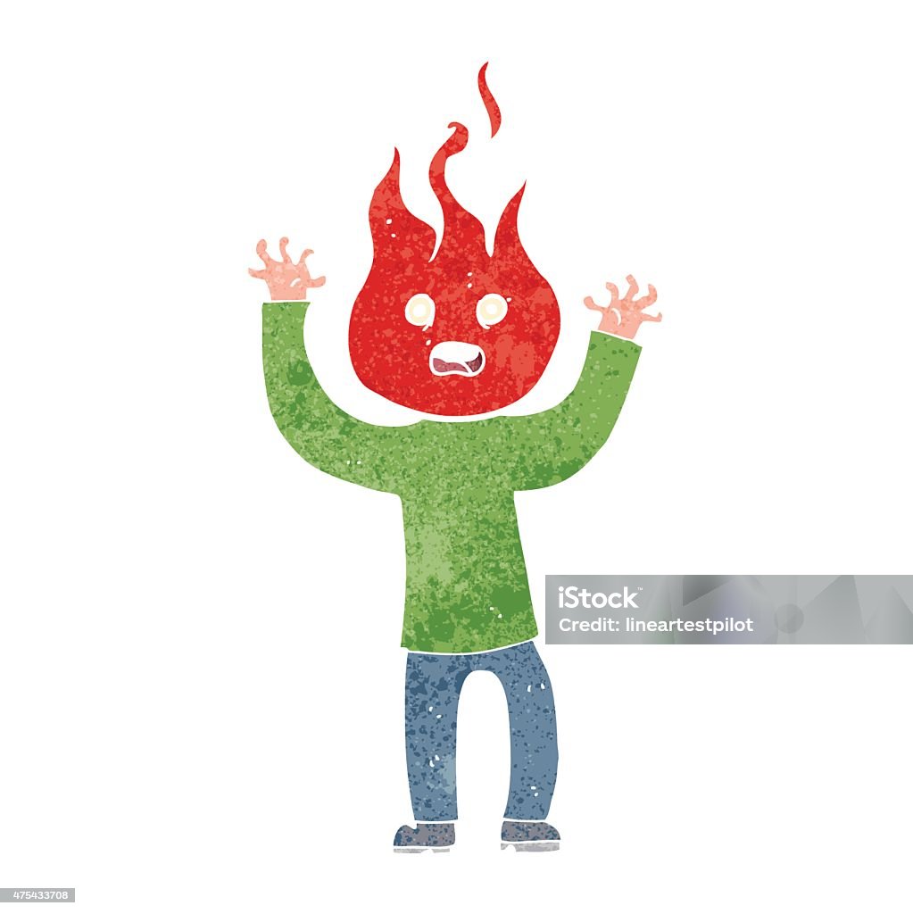 Cartoon Man With Head On Fire Stock Illustration - Download Image Now