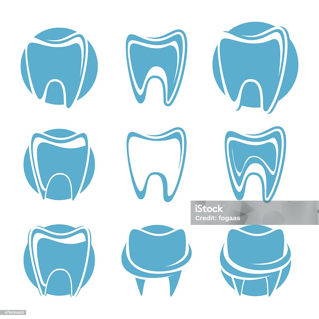 Zęby Zestaw ikon - Grafika wektorowa royalty-free (Anatomia człowieka)