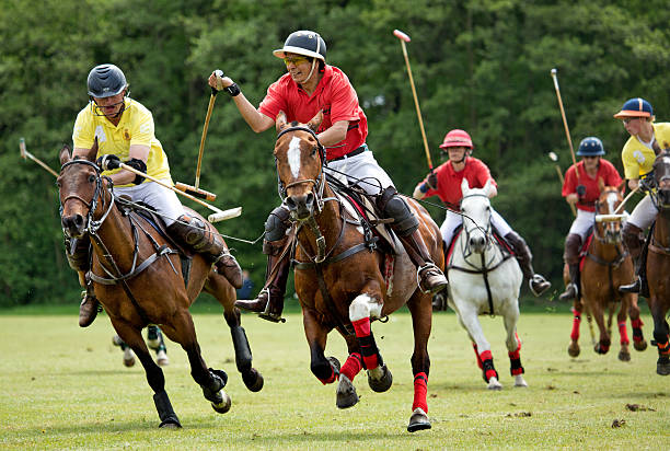 deux équipes de polo un défi pour le ballon - women bride personal accessory adult photos et images de collection